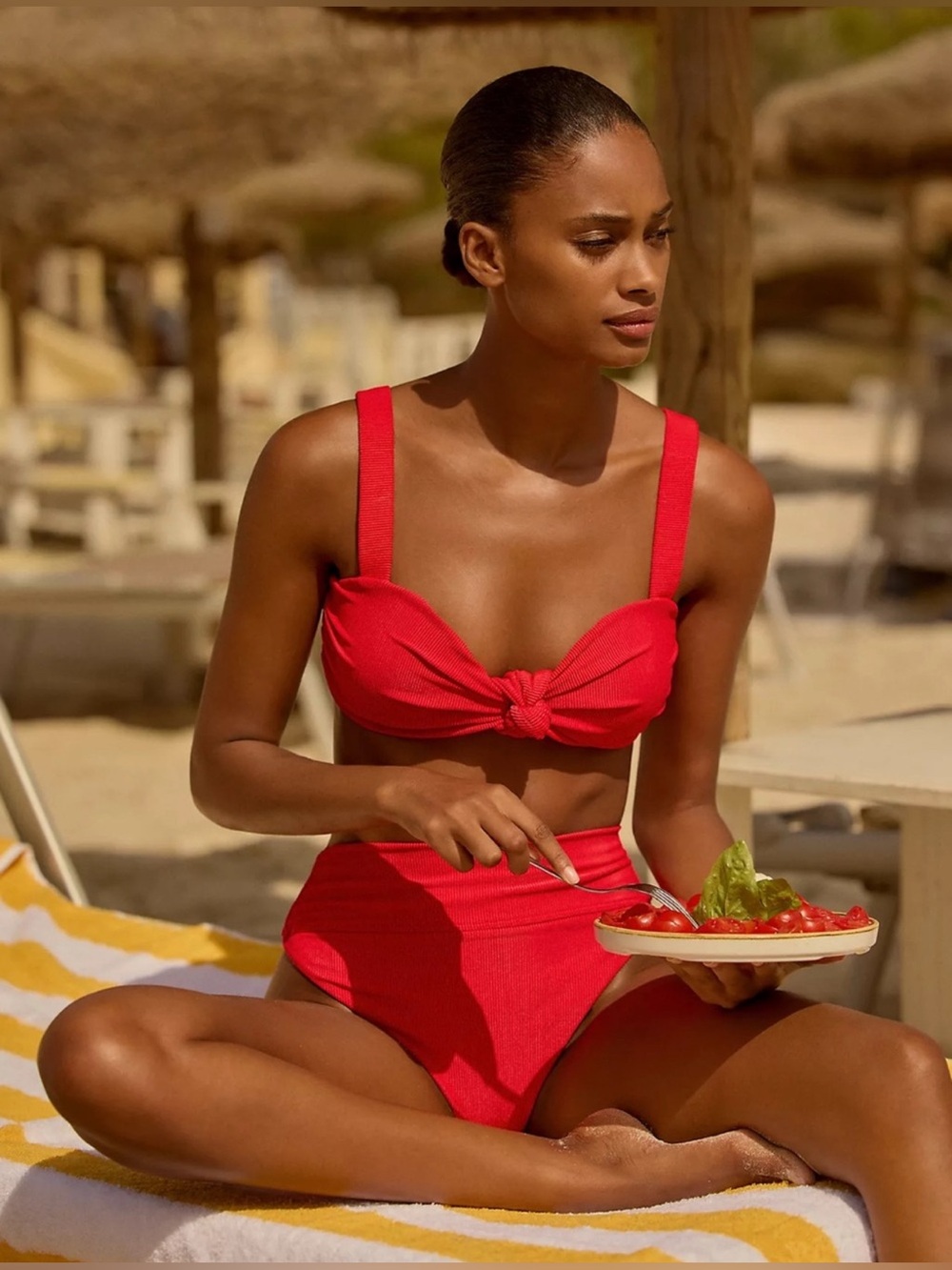 Beach Riot Set: Sophia Ribbed Bikini Top& Highway Ribbed Bikini Bottom; Medium - Picture 3 of 15